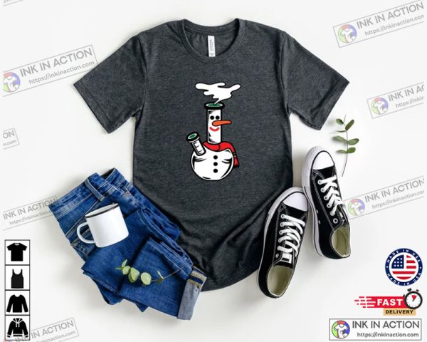 Bong Snowmen Cannabis Christmas T-shirt