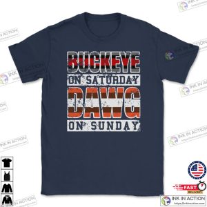Buckeye On Saturday Dawg Pound On Sunday Cleveland and Columbus Ohio Football Fan Gift Unisex T Shirt 3