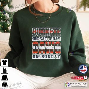 Buckeye On Saturday Dawg Pound On Sunday Cleveland and Columbus Ohio Football Unisex T Shirt 4