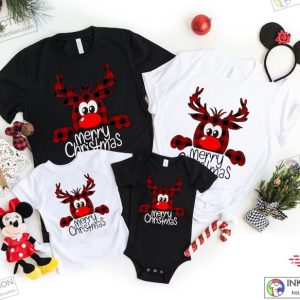 Buffalo Plaid Reindeer Christmas ShirtReindeer ShirtPeeping Reindeer ShirtMerry Christmas Shirt