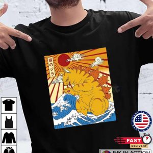 Cat Catzilla Shirt Synthwave Cat Shirt Vaporwave Cat Shirt Great Wave of Kanagawa Japanese Cat Shirt Japanese Kawaii 4