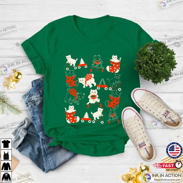 Cat Christmas Sweater, Cat Shirts Vintage Kittens, Cute Ugly Christmas Sweatshirt, Holiday Gifts