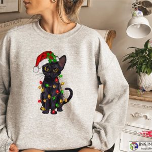 Cat Christmas Sweater, Christmas Cat Sweatshirt, Black Cat Christmas Shirt, Kitten Christmas Shirt