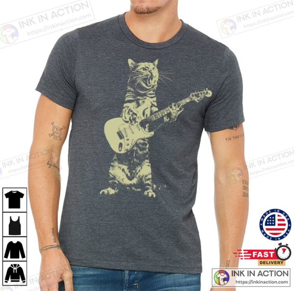 Best Gifts For Cat Lovers Cat Playing Guitar Shirt