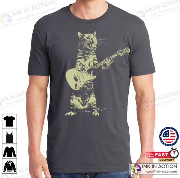 Best Gifts For Cat Lovers Cat Playing Guitar Shirt