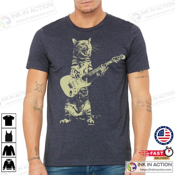 Best Gifts For Cat Lovers Cat Playing Guitar Shirt