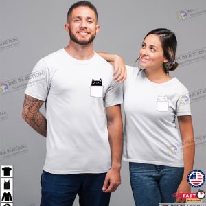 Cat Pocket Matching Couple Graphic Funny Valentine Shirt