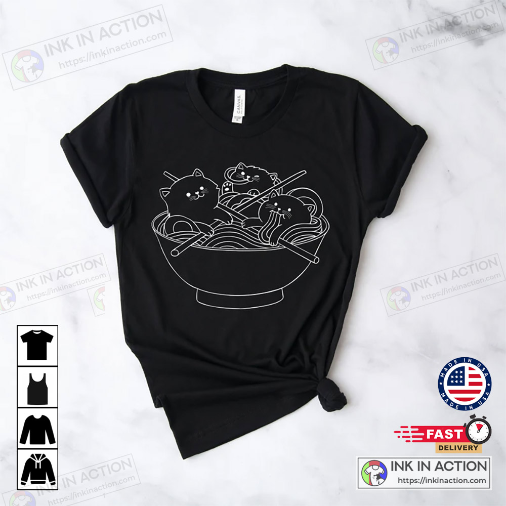 Ramen Cat Cute Graphic Basic Tshirt