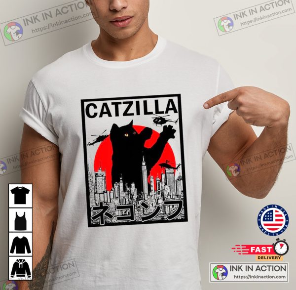 Catzilla King Of Pawster Cat Themed Gifts Funny Style T-shirt