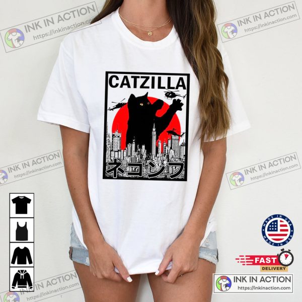 Catzilla King Of Pawster Cat Themed Gifts Funny Style T-shirt