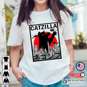 Catzilla King Of Pawster Cat Themed Gifts Funny Style T-shirt 4