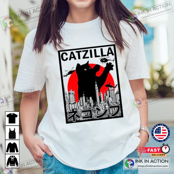 Catzilla King Of Pawster Cat Themed Gifts Funny Style T-shirt