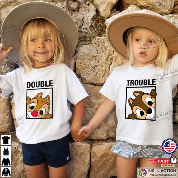 Chip and Dale Double Trouble Disney Couple Shirts