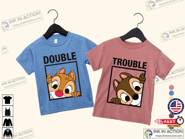 Chip and Dale Double Trouble Disney Couple Shirts