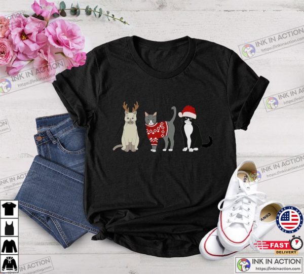 Christmas Cat Shirt, Christmas Shirt, Cat T-Shirt, Cat Christmas