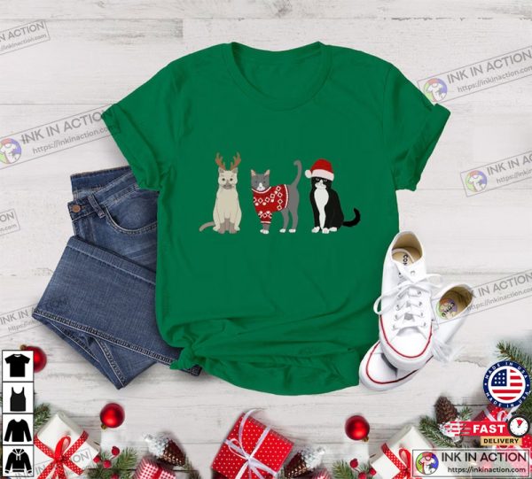 Christmas Cat Shirt, Christmas Shirt, Cat T-Shirt, Cat Christmas