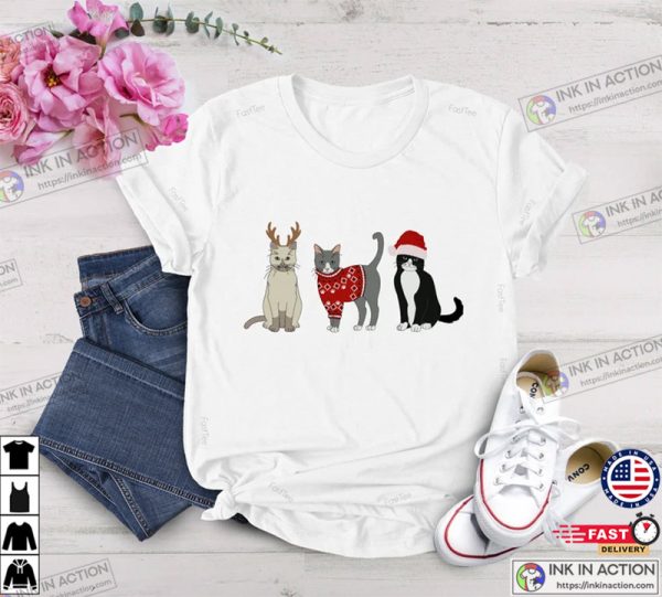 Christmas Cat Shirt, Christmas Shirt, Cat T-Shirt, Cat Christmas