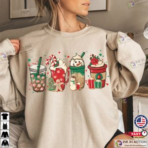 Christmas Coffee Shirt Cute Christmas Sweatshirt Coffee Lover tee Latte Crewneck Xmas Shirt 3