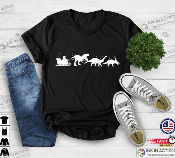 Christmas Dinosaurs Sleigh Ride Shirt, Boy’s Xmas Gift, Funny Christmas