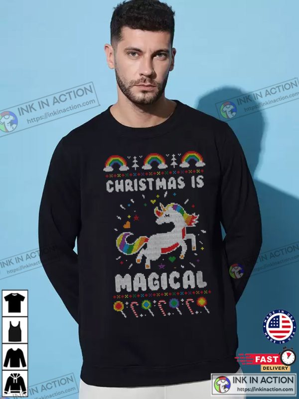 Christmas Is Magical Unicorn Ugly Crew Neck Sweatshirt