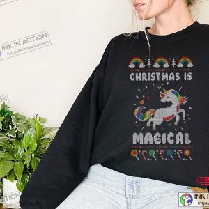 Christmas Is Magical Unicorn Ugly Sweater Unisex Adult Crew Neck Sweatshirt 4