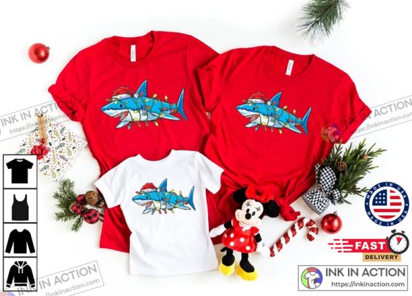 Santa Hat Shark Animal Cute Christmas Shirts