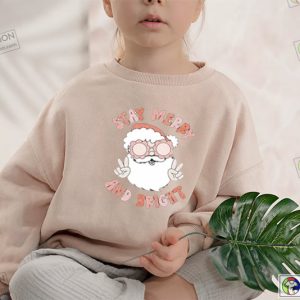 Christmas Shirts For Kids Stay Merry And Bright Shirt Holiday Groovy Santa T Shirt Xmas Gifts 1