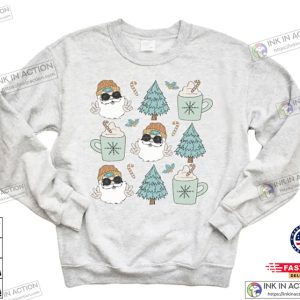 Christmas Sweatshirt For Kids Holiday Groovy Santa Doodles Christmas Trees Little Things Favorites 4