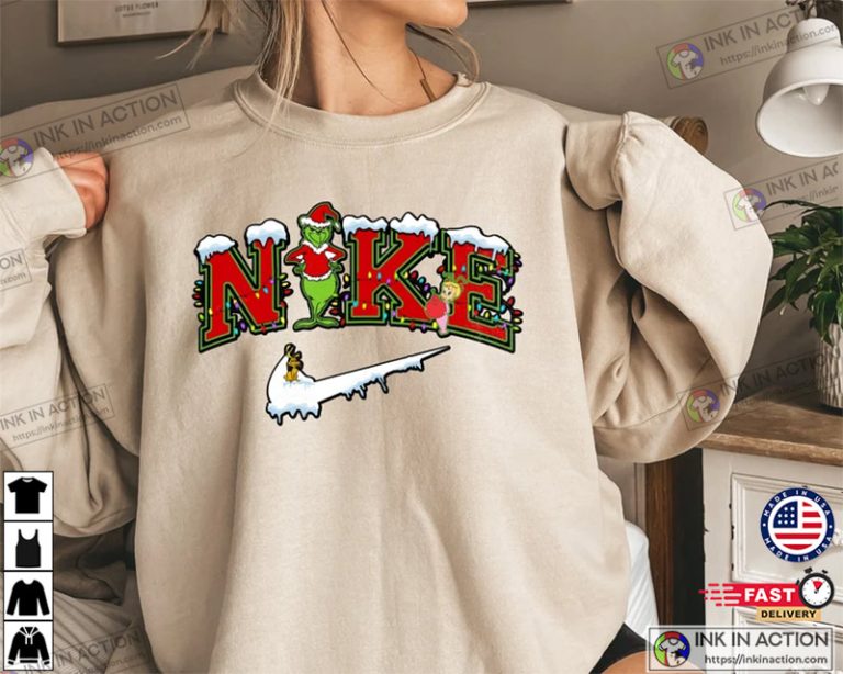 Nike Cute Santa Claus Grinch Merry Xmas - Ink In Action