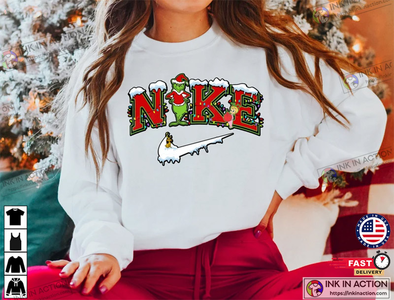 Grinch Christmas Nike Embroidery shirt, hoodie, sweater, long sleeve and  tank top