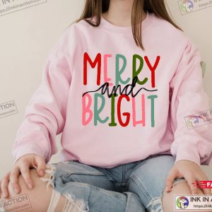 Christmas Sweatshirt Merry and Bright Sweatshirt Womens Christmas Sweatshirt 1
