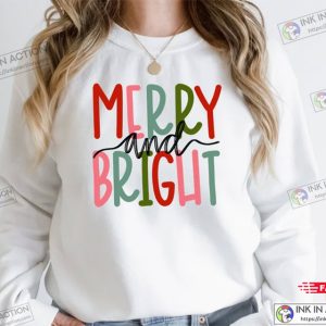 Christmas Sweatshirt Merry and Bright Sweatshirt Womens Christmas Sweatshirt 2