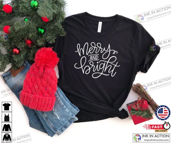 Merry and Bright Basic Christmas Holiday Sweatshirt