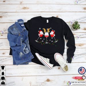 Christmas Wine Christmas Gift Wine Merry Christmas Long Sleeve Wine Glass Santa Hat Sweater 4