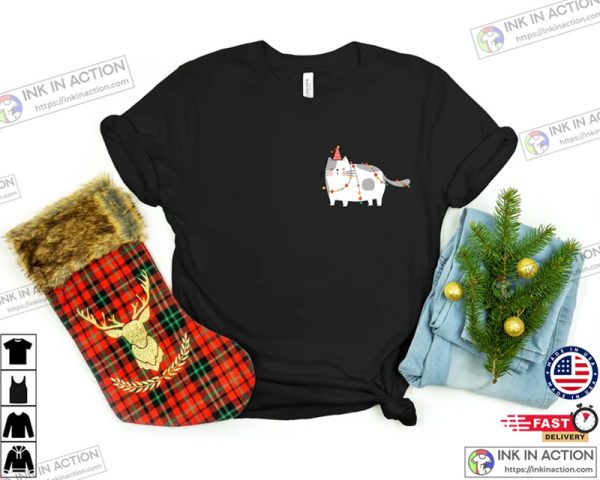 Christmas cat pocket shirt Cat pocket size shirt Meow Christmas Shirt Kitten shirt Meowy Christmas shirt