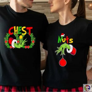 Couples Christmas Chest Nuts Couple Crew Shirt