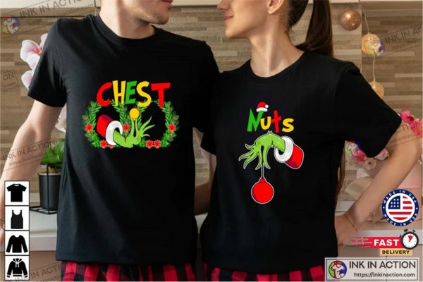 Couples Christmas Chest Nuts Couple Crew Shirt