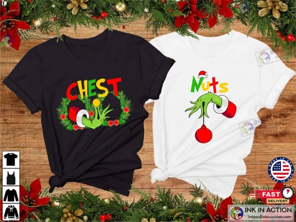 Couples Christmas Chest Nuts Couple Crew Shirt