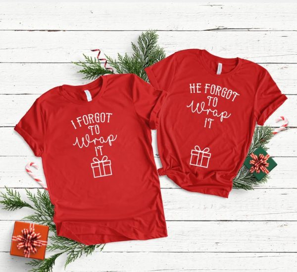 Couples Christmas Pregnancy Announcement Shirts, Christmas Baby Announcement Shirts