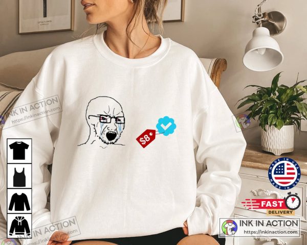 Crying For Twitter Blue Check Elon Musk Twitter Funny Graphic T-shirt