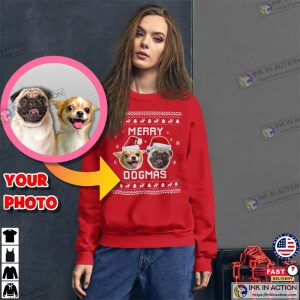 Custom Dogs Picture Ugly Christmas Sweater Holidays Sweatshirt with Dogs Photo Personalized Dog Face Sweater Dog Owner Sweatshirt 2022 2