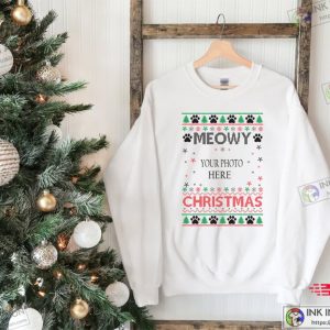 Custom Photo Ugly Christmas Sweater Meowy Christmas Sweatshirt Custom Cat Hoodie Custom Christmas Gift 1