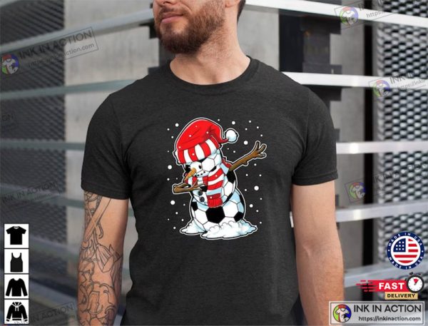 Dabbing Snowman Soccer Ball Christmas Shirt