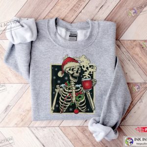 Dead Inside Skeleton Christmas Sarcastic Christmas Coffee Shirt