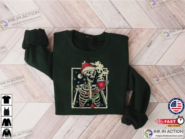 Dead Inside Skeleton Christmas Sarcastic Christmas Coffee Shirt