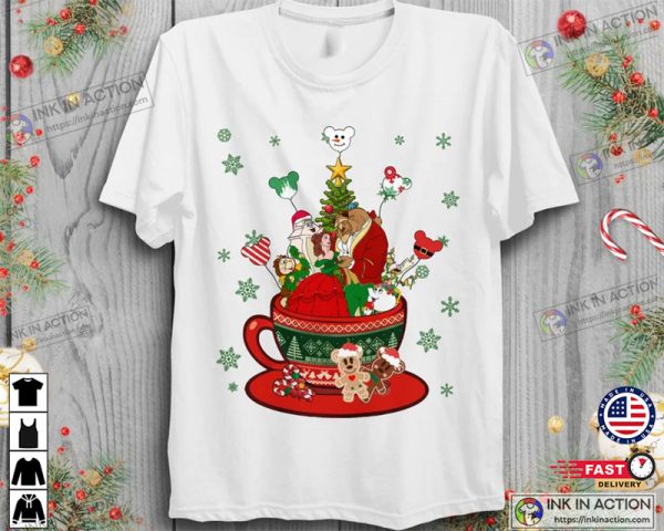 Disney Beauty and The Beast Christmas Coffee Cup Shirt