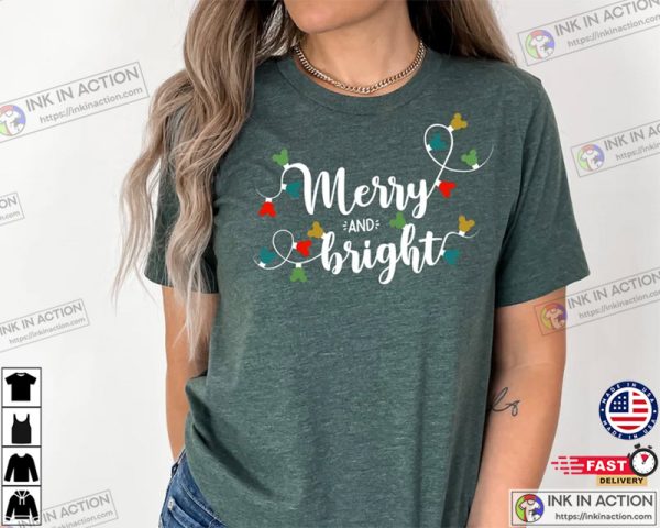 Disney Christmas Light Merry And Bright Shirt