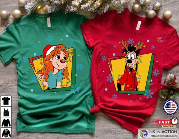 Disney Classic Max and Roxanne Christmas Lights Couples Shirts