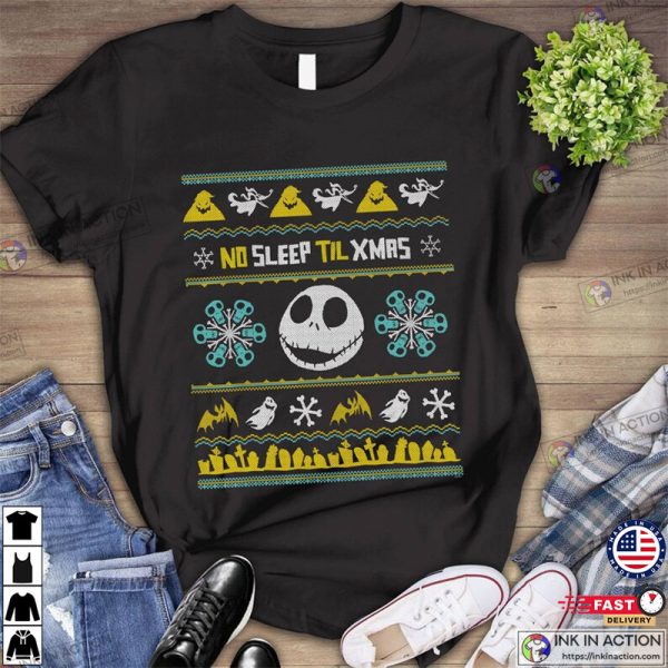 Disney Nightmare Before Christmas Ugly Sweater Shirt, Jack Skellington Shirt, Jack Christmas Shirt, No Sleep Til Xmas