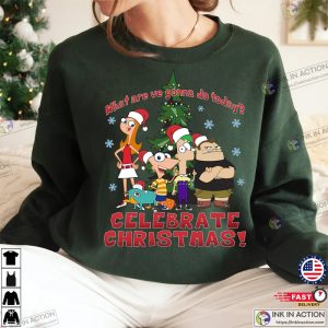 Disney Phineas And Ferb Christmas Group Celebrate Christmas T Shirt Disneyland Family Matching Shirt Unisex Adult T shirt Kid Shirt 1